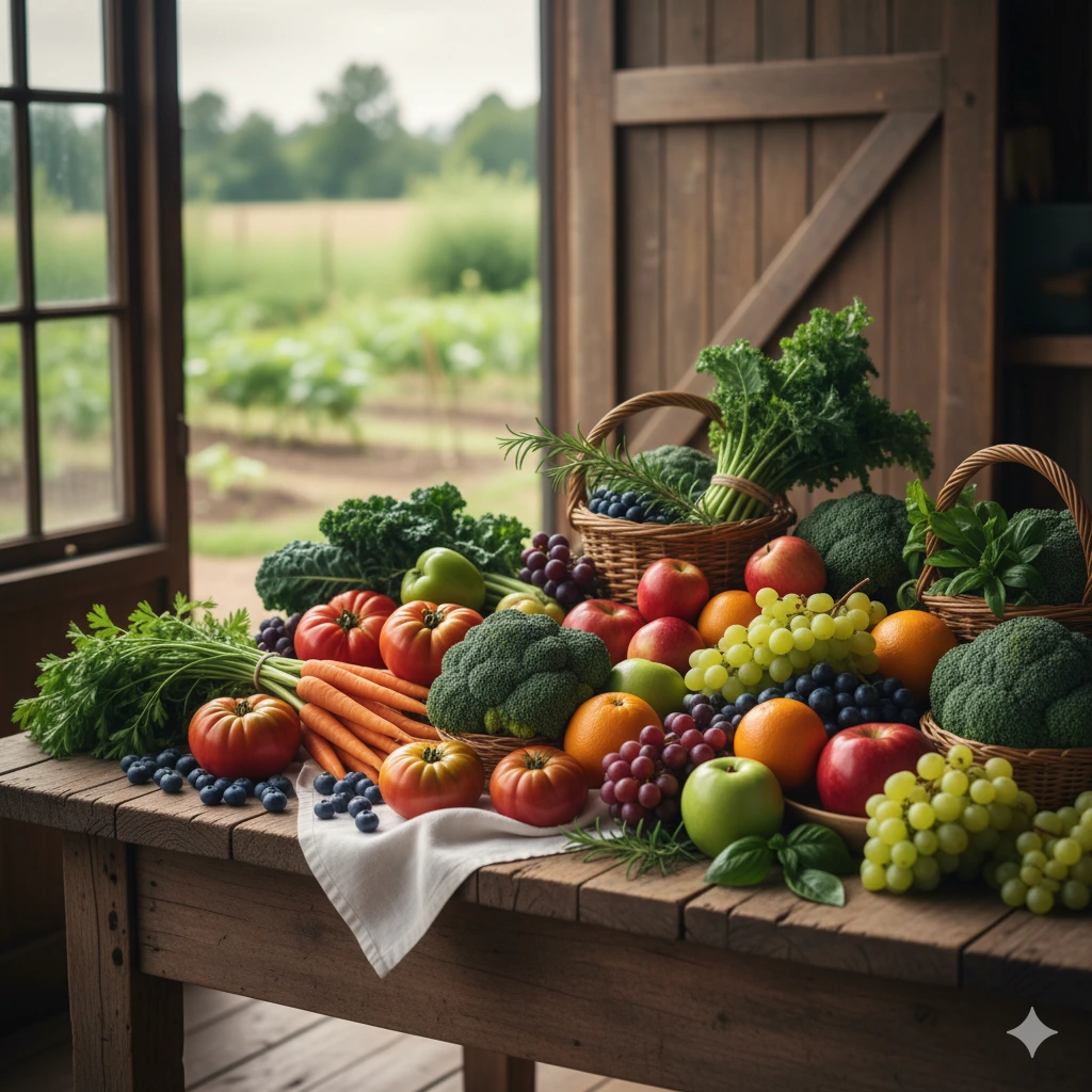 Benefits of organic food with fresh natural produce